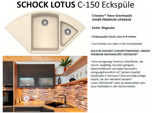 SCHOCK Kchensple Lotus C 150 Cristadur Nano-Granitsple / Ecksple mit Drehexcenter