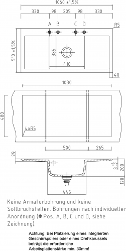 Systemceram KeraDomo Mera Middle Basic Keramiksple / Einbausple in Standardfarben fr die Kche