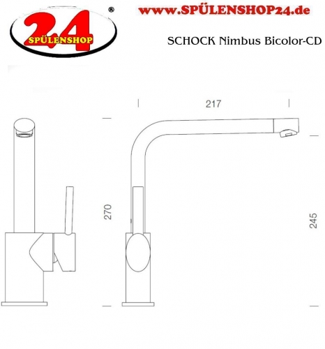 SCHOCK Kchenarmatur Nimbus Cristadur Classic Line Einhebelmischer Festauslauf 360 schwenkbarer Auslauf