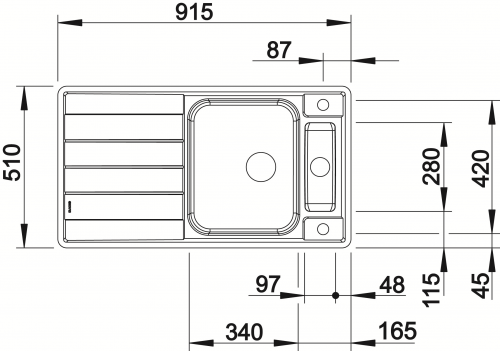 BLANCO Kchensple Axis III 5 S-IF Edelstahlsple / Einbausple Flachrand mit Ablaufsystem InFino und Drehknopfventil