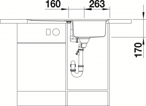 BLANCO Kchensple Classic Pro 45 S-IF Edelstahlsple / Einbausple Flachrand mit Ablaufsystem InFino und Drehknopfventil