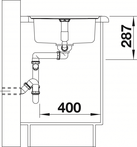 BLANCO Kchensple Classic Pro 45 S-IF Edelstahlsple / Einbausple Flachrand mit Ablaufsystem InFino und Drehknopfventil