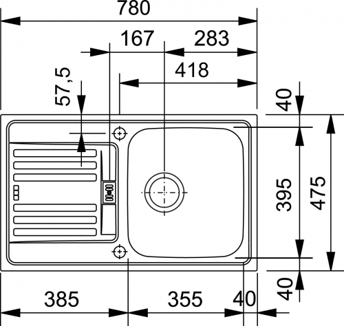 {LAGER} FRANKE Kchensple Euroform EFX 614-78 Einbausple / Edelstahlsple mit Einbaurand mit Siebkorb als Drehknopfventil