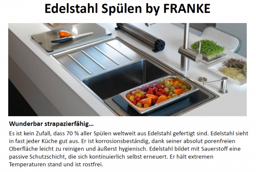 FRANKE Kchensple Euroform EFL 614-78-Leinen Einbausple / Edelstahlsple mit Einbaurand Leinenoptik mit Siebkorb als Drehknopfventil