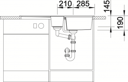 {LAGER}  BLANCO Lexa 6 S Silgranit PuraDurII Granitsple / Einbausple Ablaufsystem InFino mit Drehknopfventil