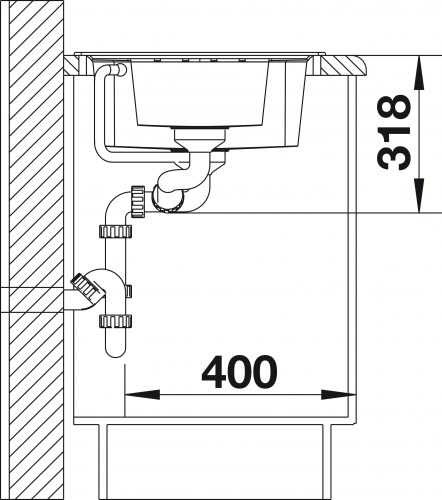 {LAGER}  BLANCO Lexa 6 S Silgranit PuraDurII Granitsple / Einbausple Ablaufsystem InFino mit Drehknopfventil