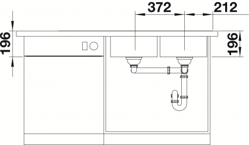 BLANCO Kchensple Divon II 8 S-IF Edelstahlsple / Einbausple Flachrand mit Ablaufsystem InFino und Drehknopfventil