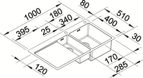 BLANCO Kchensple Claron 6 S-IF Edelstahlsple / Einbausple Flachrand mit Ablaufsystem InFino und PushControl