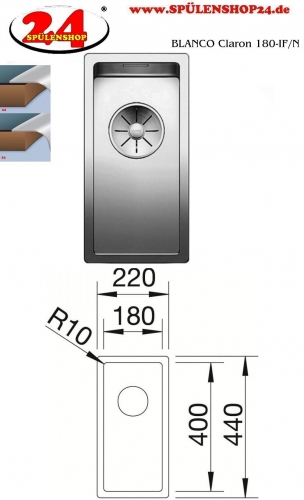 BLANCO Kchensple Claron 180-IF Edelstahlsple / Einbausple Flachrand mit Ablaufsystem InFino und Handbettigung