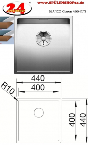 BLANCO Kchensple Claron 400-IF Edelstahlsple / Einbausple Flachrand mit Ablaufsystem InFino und Handbettigung