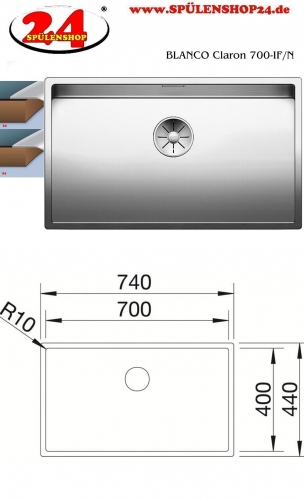 BLANCO Kchensple Claron 700-IF Edelstahlsple / Einbausple Flachrand mit Ablaufsystem InFino und Handbettigung