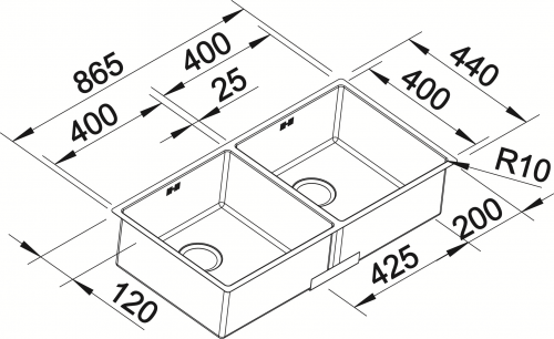 BLANCO Kchensple Claron 400/400-IF Edelstahlsple / Doppelbecken Flachrand mit Ablaufsystem InFino und Handbettigung