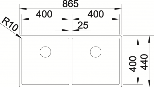 BLANCO Kchensple Claron 400/400-IF Edelstahlsple / Doppelbecken Flachrand mit Ablaufsystem InFino und Handbettigung