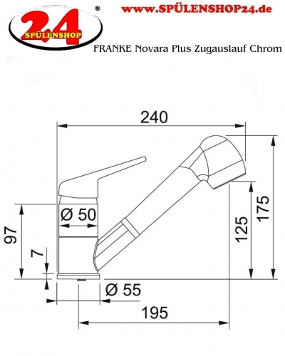 FRANKE Kchenarmatur Novara Plus Einhebelmischer Chrom mit Zugauslauf und Brausefunktion Niederdruck