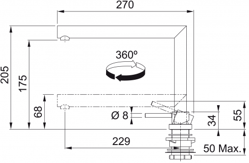 FRANKE Kchenarmatur Active Window Chrom mit Festauslauf zur Vorfenstermontage versenkbar