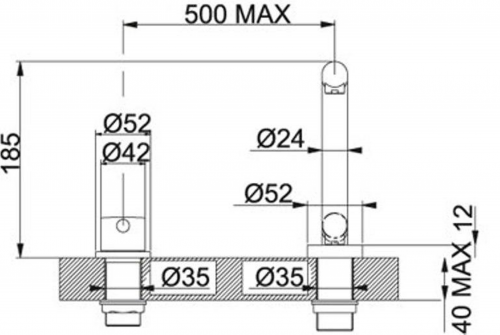 FRANKE Kchenarmatur Active Window Chrom mit Festauslauf zur Vorfenstermontage versenkbar