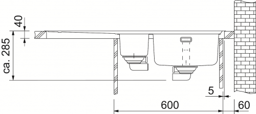 FRANKE Kchensple Epos EOX 251 Edelstahlsple Slimtop / Flchenbndig mit Integralablauf und Druckknopfventil