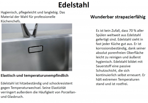 FRANKE Kchensple Epos EOX 251 Edelstahlsple Slimtop / Flchenbndig mit Integralablauf und Druckknopfventil