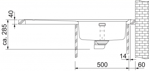 FRANKE Kchensple Epos EOX 211 Edelstahlsple Slimtop / Flchenbndig mit Integralablauf und Druckknopfventil