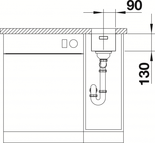 BLANCO Kchensple Andano 180-U Edelstahlsple / Unterbaubecken mit Ablaufsystem InFino und Handbettigung