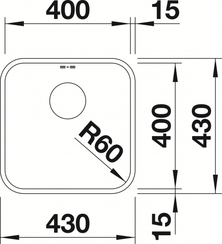 BLANCO Kchensple Supra 400-U Edelstahlsple / Unterbaubecken mit Siebkorb als Stopfenventil und Handbettigung