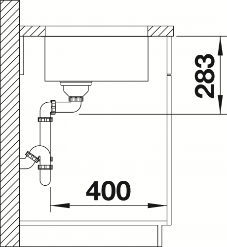 BLANCO Kchensple Supra 400-U Edelstahlsple / Unterbaubecken mit Siebkorb als Stopfenventil und Handbettigung