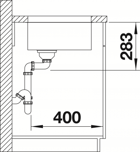 BLANCO Kchensple Supra 450-U Edelstahlsple / Unterbaubecken mit Siebkorb als Stopfenventil und Handbettigung