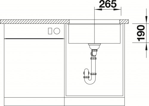 x BLANCO Subline 500-U Silgranit PuraDurII Granitsple / Unterbaubecken Ablaufsystem InFino mit Handbettigung