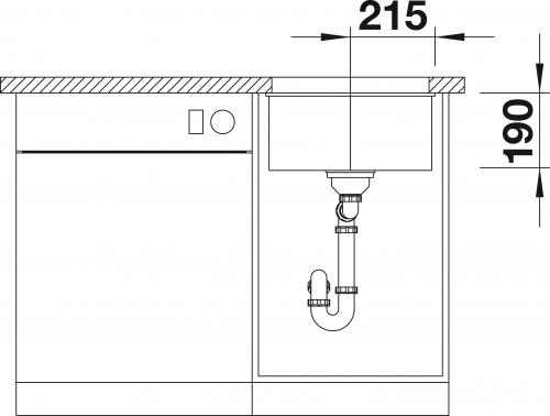 BLANCO Subline 400-U Silgranit PuraDurII Granitsple / Unterbaubecken Ablaufsystem InFino mit Handbettigung