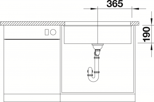 BLANCO Subline 700-U Silgranit PuraDurII Granitsple / Unterbaubecken Ablaufsystem InFino mit Handbettigung