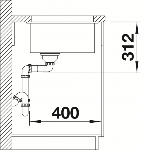 BLANCO Subline 700-U Silgranit PuraDurII Granitsple / Unterbaubecken Ablaufsystem InFino mit Handbettigung