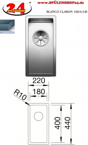 BLANCO Kchensple Claron 180-U Edelstahlsple / Unterbausple mit Ablaufsystem InFino und Handbettigung