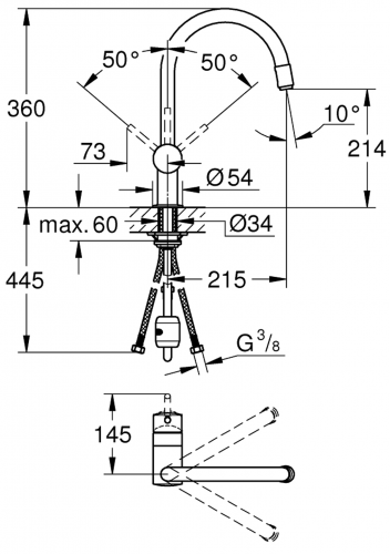 GROHE Kchenarmatur Minta Einhebelmischer Chrom mit Zugauslauf als Schlauchbrause (32918000)