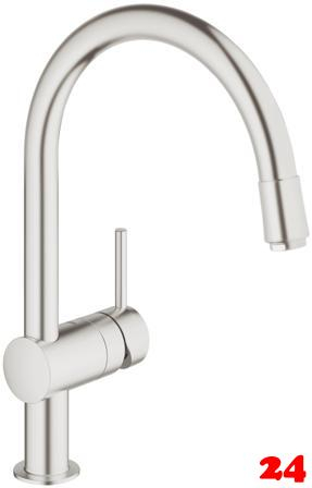 GROHE Kchenarmatur Minta Einhebelmischer Supersteel mit Zugauslauf als Schlauchbrause (32918DC0)