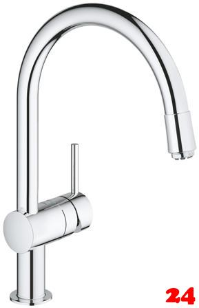 GROHE Kchenarmatur Minta Einhebelmischer Chrom mit Zugauslauf als Schlauchbrause Niederdruck (32511000)