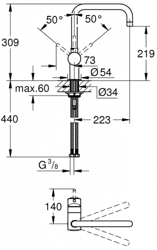 GROHE Kchenarmatur Minta Einhebelmischer Supersteel mit Festauslauf (32488DC0)