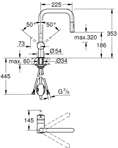 GROHE Kchenarmatur Minta Einhebelmischer Chrom mit Zugauslauf und Brausefunktion (32322002)