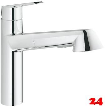 GROHE Kchenarmatur Eurodisc Cosmopolitan Einhebelmischer Chrom mit Zugauslauf und Brausefunktion (32257002)