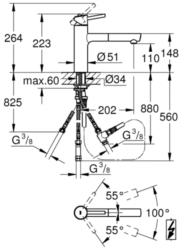 GROHE Kchenarmatur Concetto Einhebelmischer Chrom mit Zugauslauf als Schlauchbrause Niederdruck (31214001)