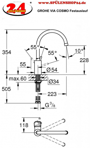 GROHE KITCHEN SELECTION Kchenarmatur VIA COSMO Einhebelmischer Chrom mit Festauslauf (30431000)