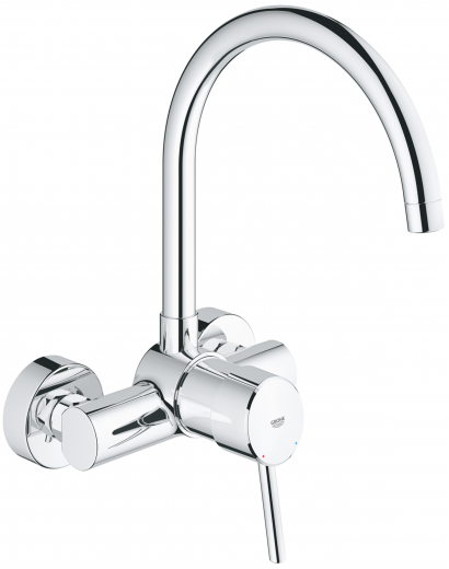 GROHE Kchenarmatur Concetto Einhebelmischer Chrom mit Festauslauf als Wandarmatur (32667001)