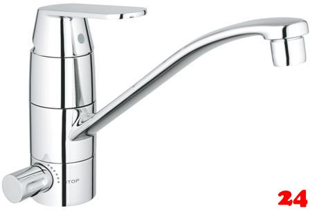 GROHE Kchenarmatur Eurosmart Cosmopolitan Einhebelmischer Chrom mit Festauslauf mit Gerteabsperrventil (31161000)