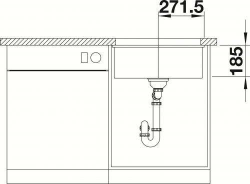 BLANCO Kchensple Subline 500-U Keramik PuraPlus Keramiksple / Unterbausple Ablaufsystem InFino mit Handbettigung