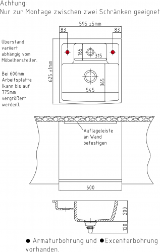 Systemceram KeraDomo CENTRA 60 PREMIUM Keramik Splmodul / Splstein in Sonderfarben Arbeitsplattentiefe 600mm