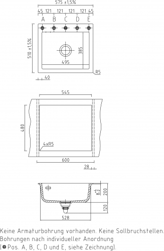 Systemceram KeraDomo MERA 57-BASIC Keramiksple / Einbausple in Standardfarben fr die Kche