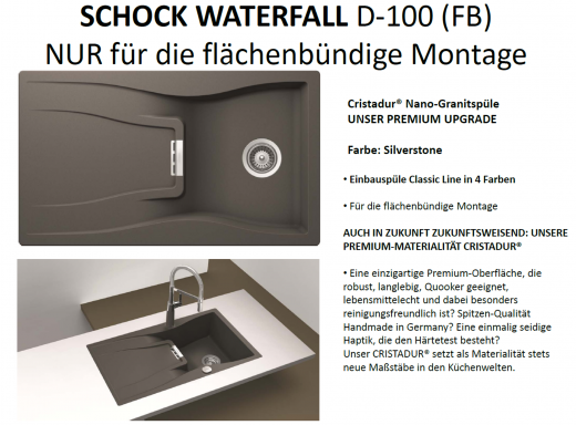 SCHOCK Kchensple Waterfall D-100-FB Cristadur Nano-Granitsple flchenbndig mit Drehknopfventil