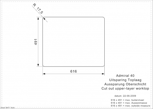 REGINOX Kchensple Admiral 40 (L) OKG Einbausple Edelstahl mit Flachrand Siebkorb als Stopfenventil