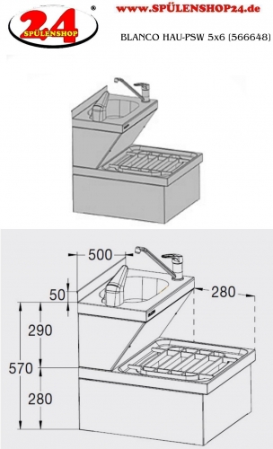 B.PRO HAU-PSW 5x6 Handwasch- und Ausgussbecken wandhngende Ausfhrung mit sensorgesteuerter Mischbatterie und Ablagerost [566648]