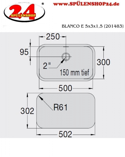 {LAGER} B.PRO E 5x3x1,5 Einschweibecken Hardline fr Einbau in Edelstahlarbeitsplatten Handwaschbecken