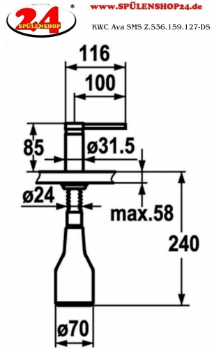 KWC Seifenspender Ava Z.536.159.127 Splmittelspender / Dispenser Decor Steel